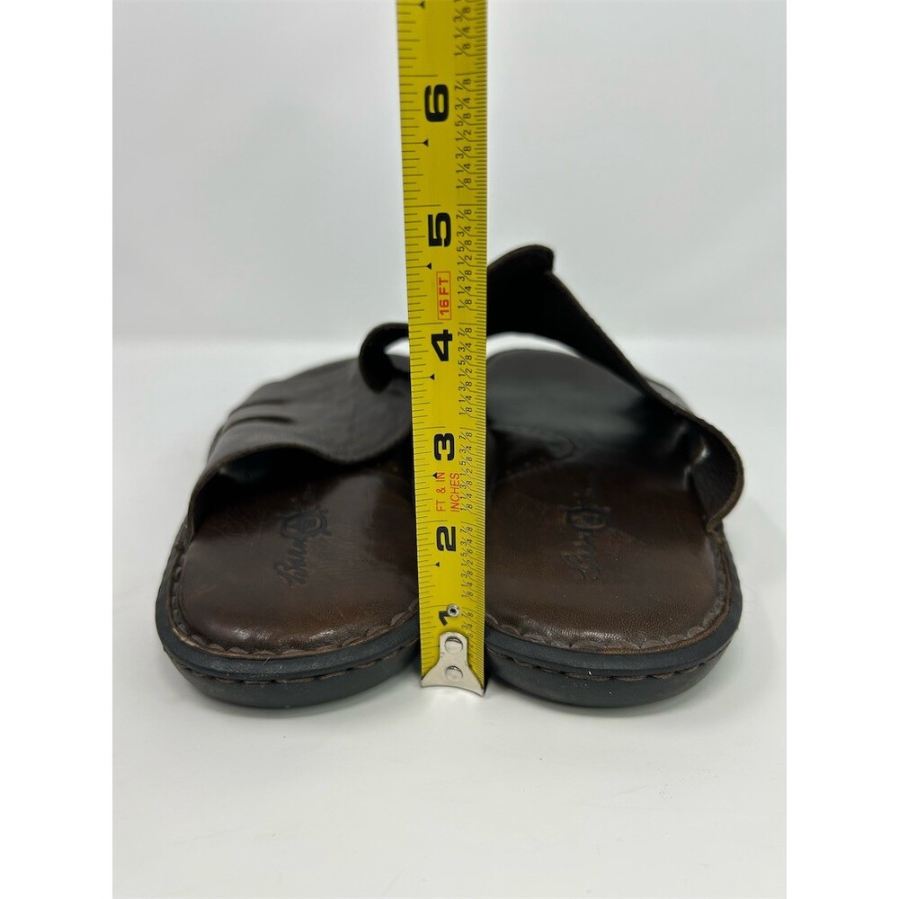 Born Men's Slide Sandals Dark Brown Leather Open Toe Cushioned Slip-On Size 11 - Picture 7 of 13
